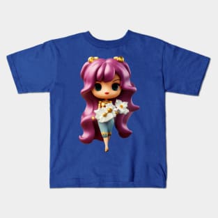 Cute Long Haired Girl Chibi Kawaii Doll Kids T-Shirt